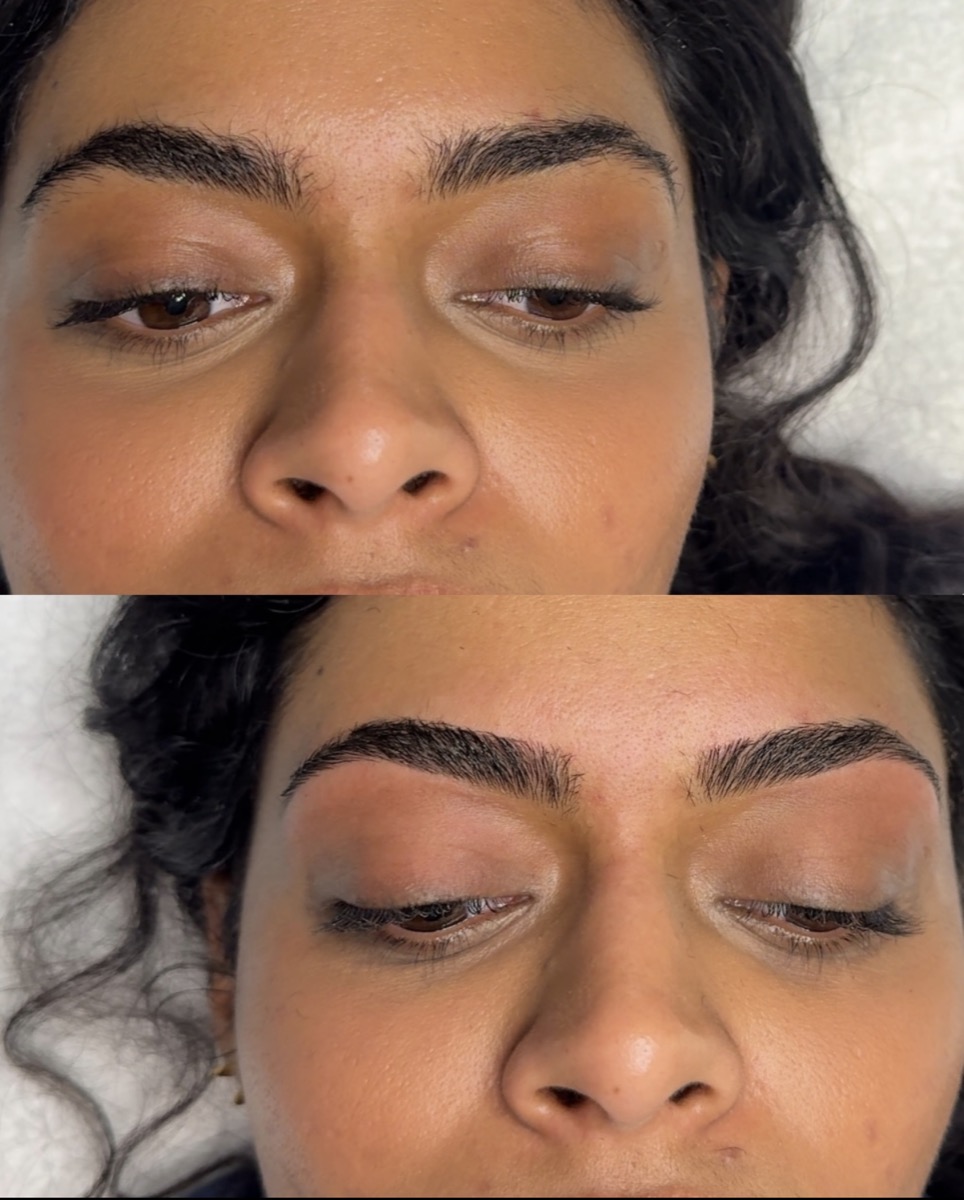 Precision brow sculpting before and after