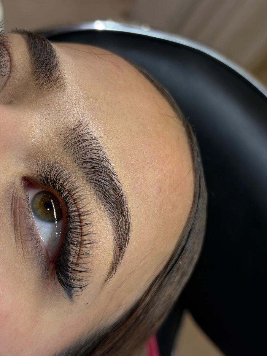 Wispy volume lash set on a client at Urban Brows Edmonton