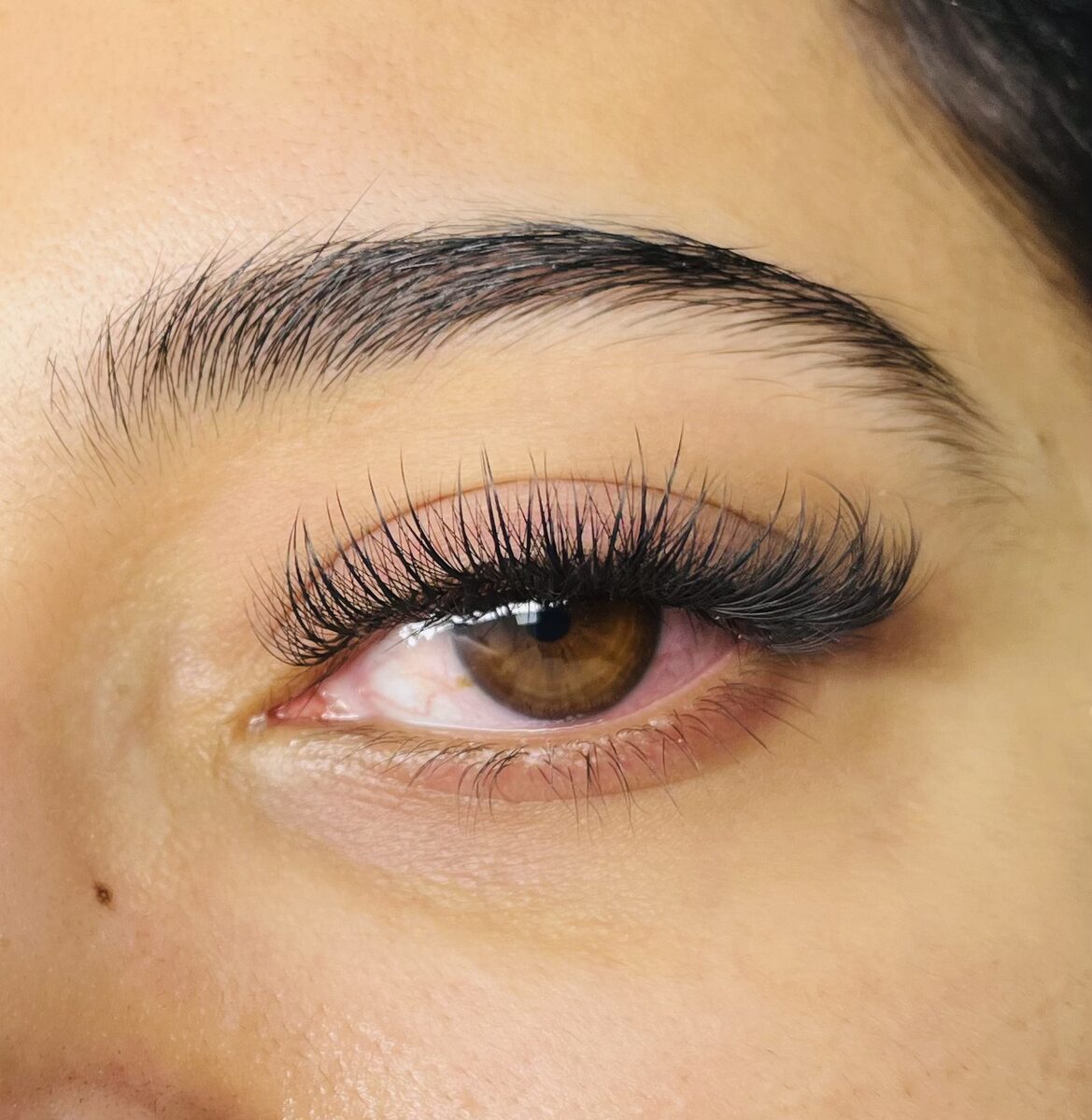 Textured volume lashes on a client at Urban Brows Edmonton