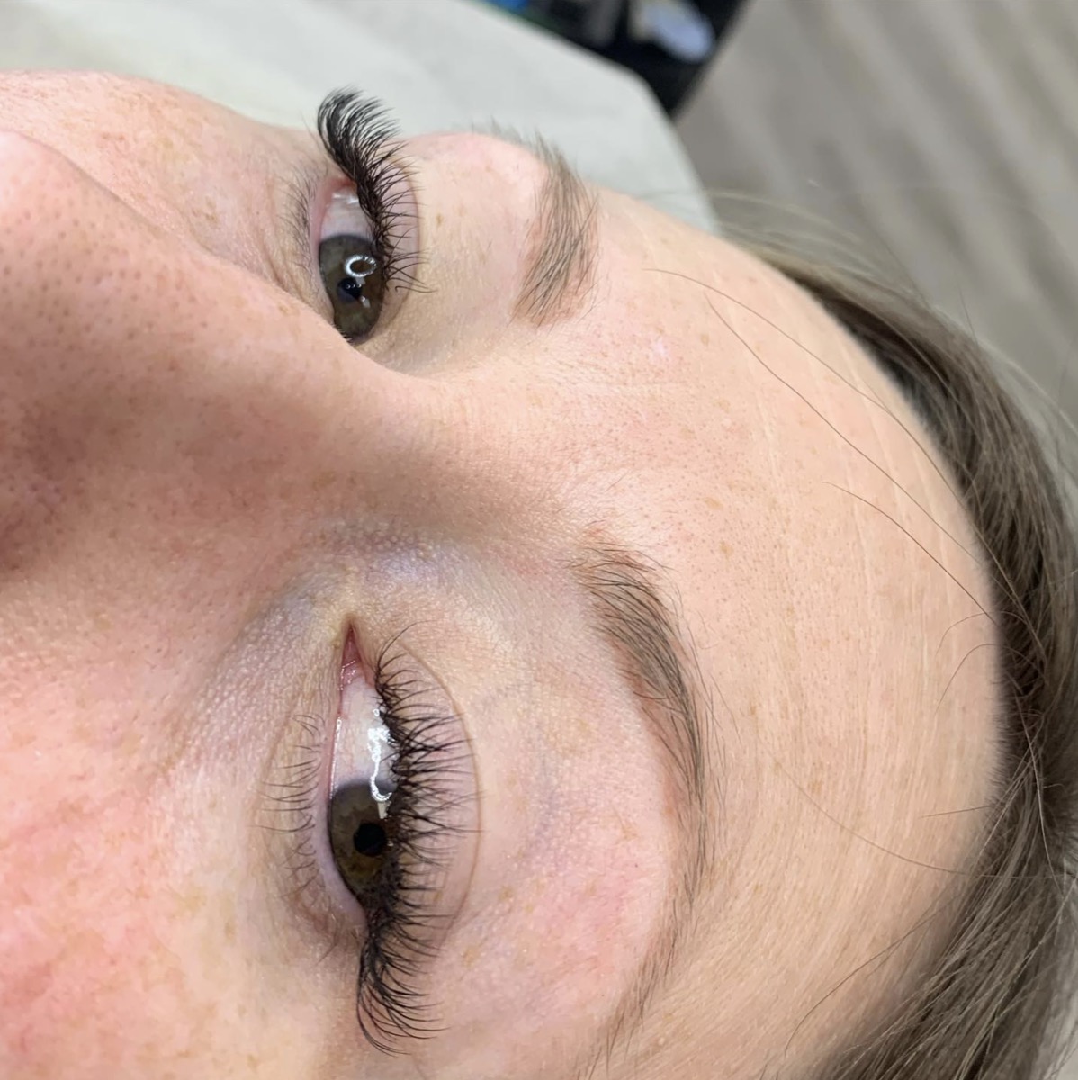 Full set lash extensions side profile